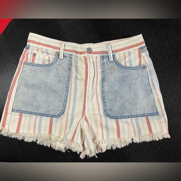 American Eagle Outfitters Pants - 💛American Eagle Outfitters Red, White, Blue Striped Washed Mom Shorts, Size 8